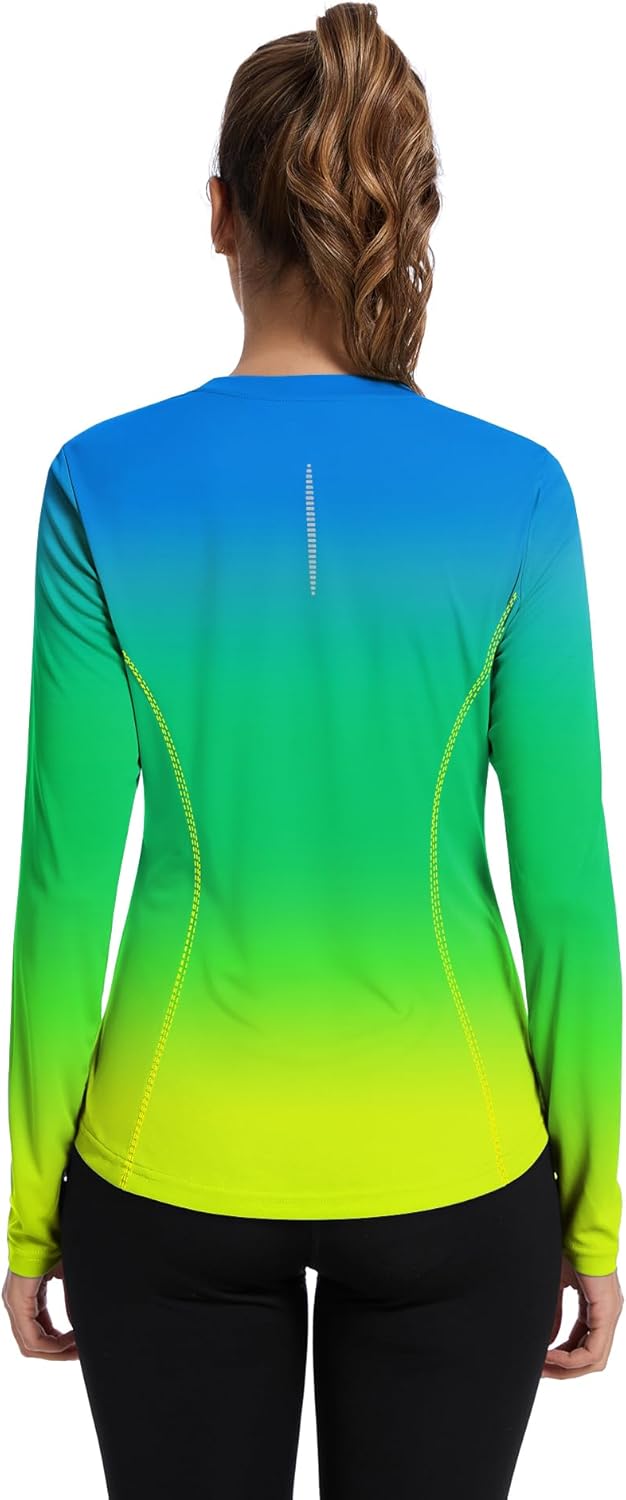 Women UPF 50+ UV Shirts Long Sleeve with Thumb Holes Workout Sun Shirt Quick Dry Athletic Hiking--Black
