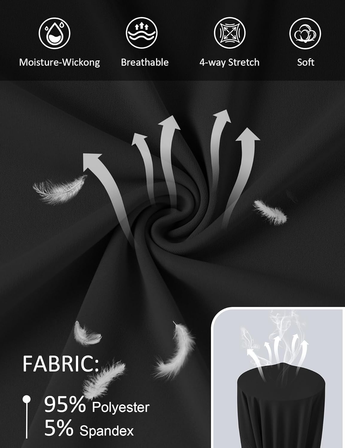 Women UPF 50+ UV Shirts Long Sleeve with Thumb Holes Workout Sun Shirt Quick Dry Athletic Hiking--Black