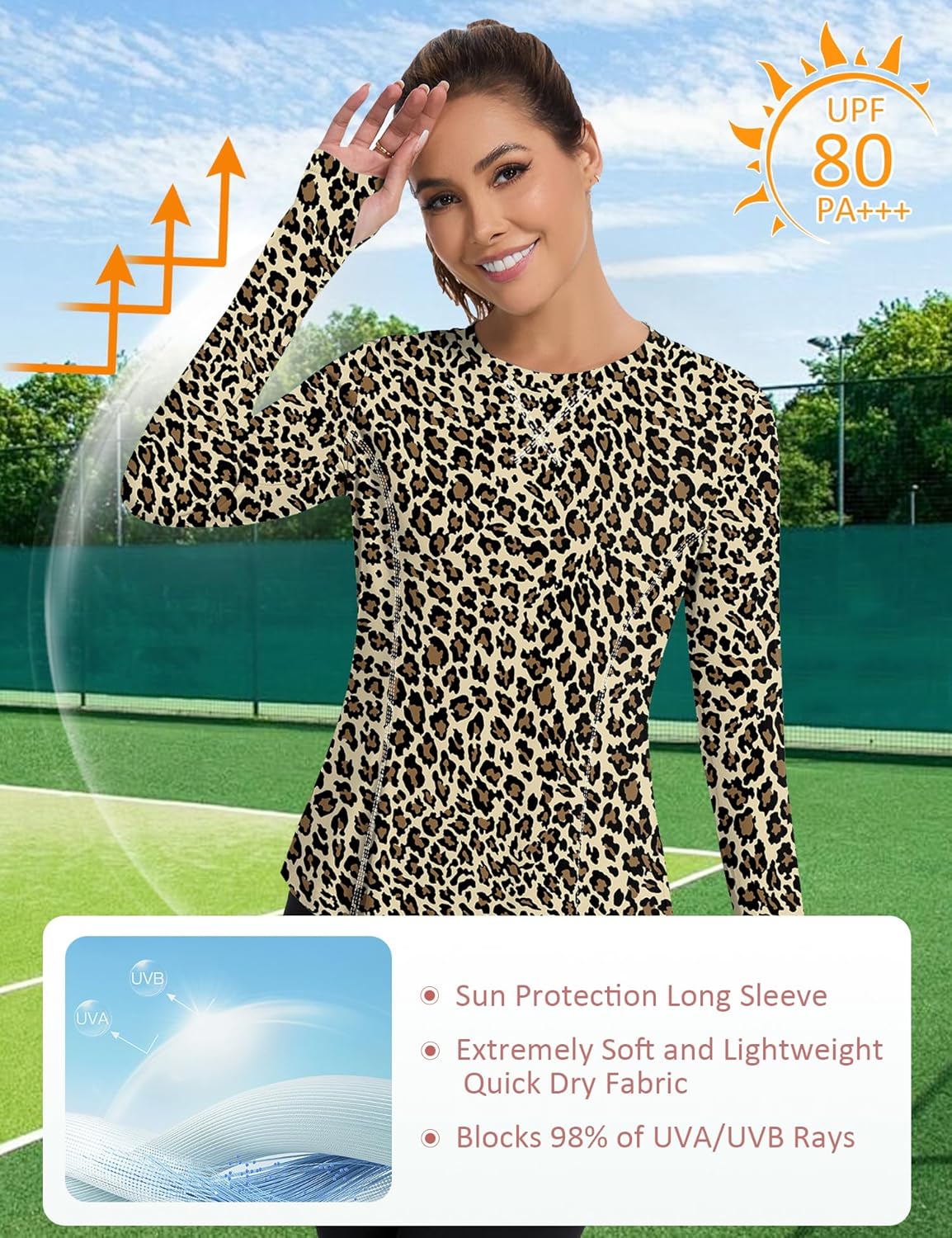 Women UPF 50+ UV Shirts Long Sleeve with Thumb Holes Workout Sun Shirt Quick Dry Athletic Hiking--Black