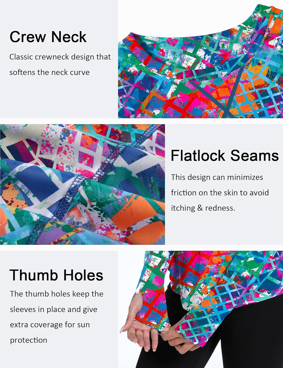 Women UPF 50+ UV Shirts Long Sleeve with Thumb Holes Workout Sun Shirt Quick Dry Athletic Hiking--Black