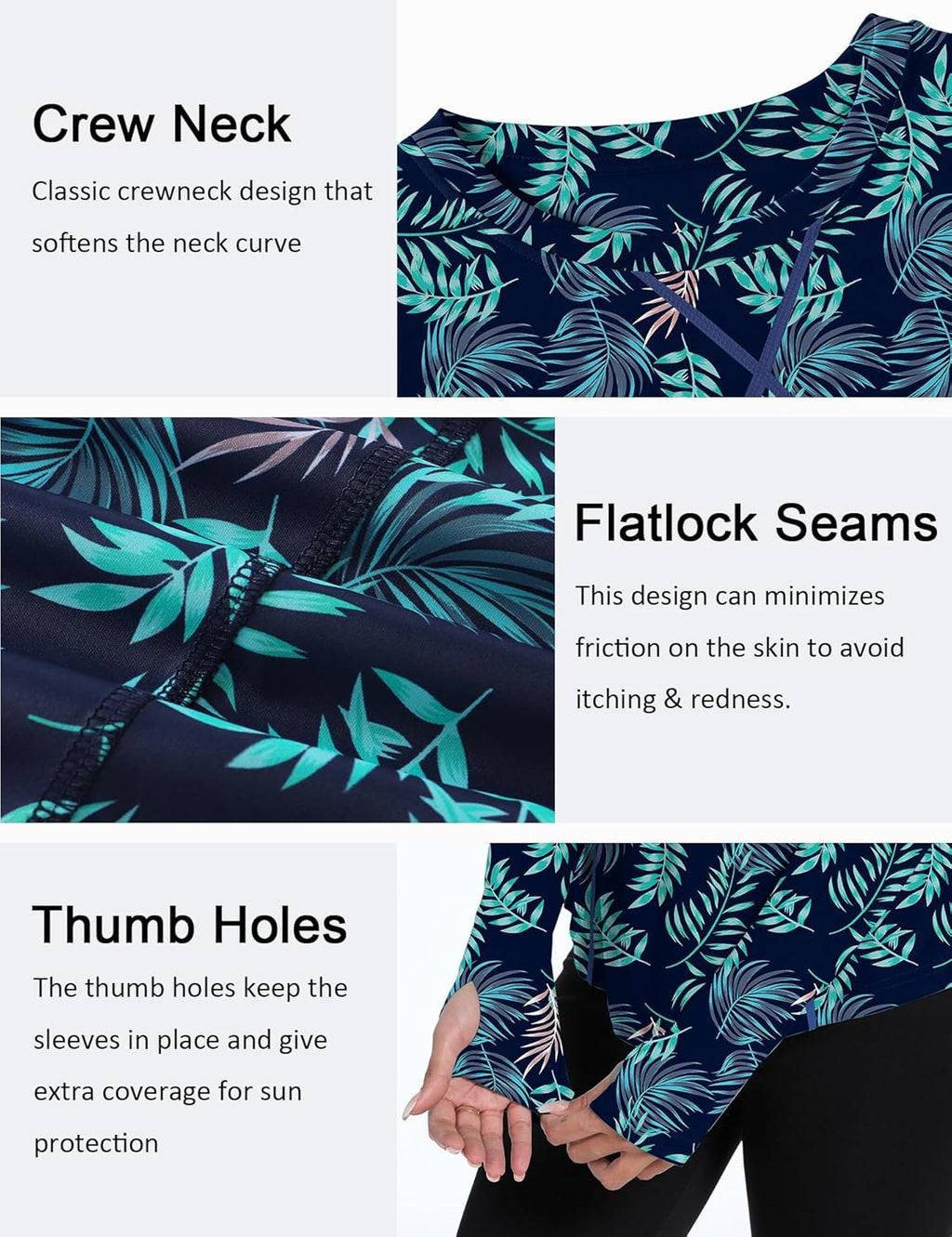 Women UPF 50+ UV Shirts Long Sleeve with Thumb Holes Workout Sun Shirt Quick Dry Athletic Hiking--Black