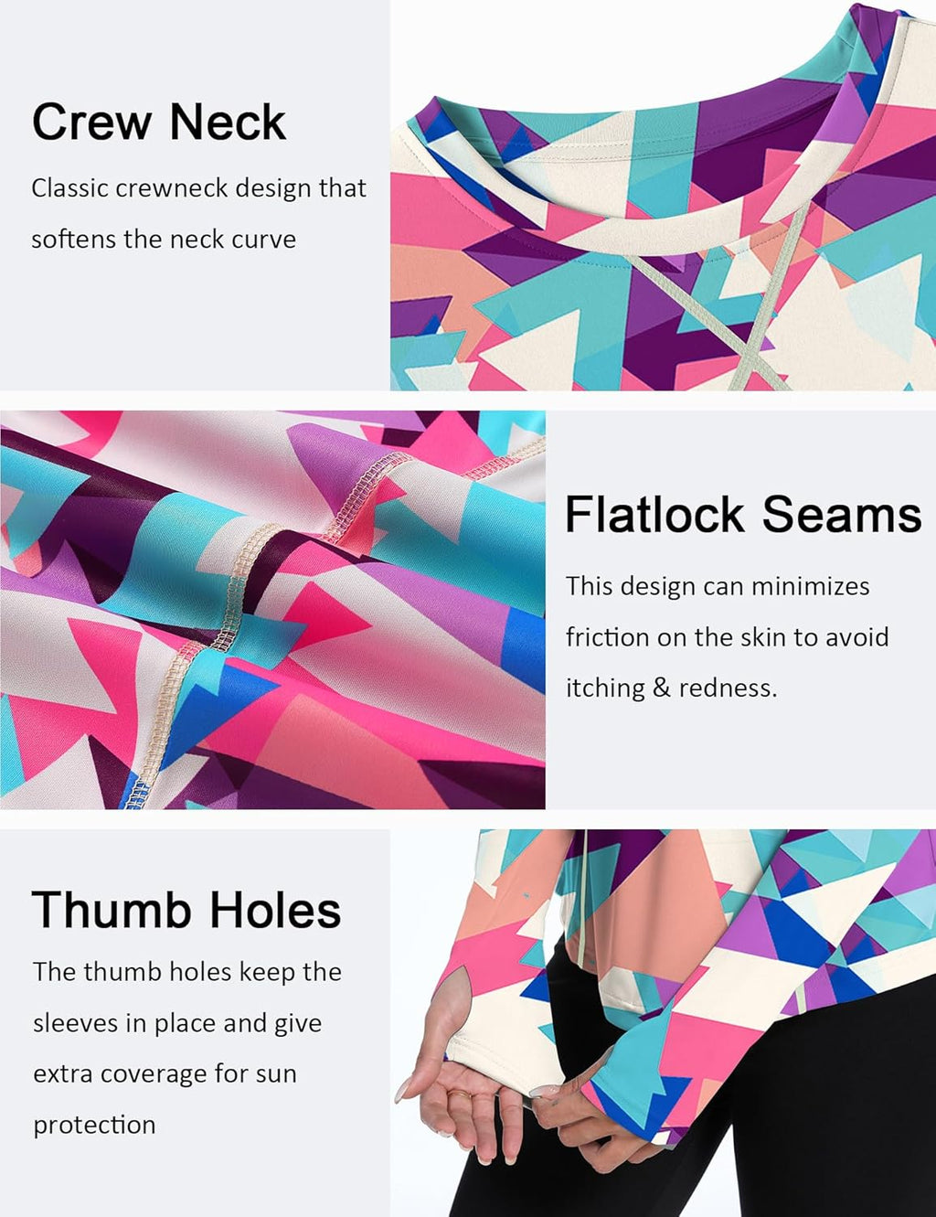 Women UPF 50+ UV Shirts Long Sleeve with Thumb Holes Workout Sun Shirt Quick Dry Athletic Hiking--Black