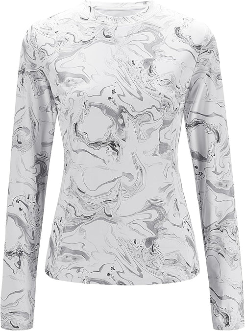 Women UPF 50+ UV Shirts Long Sleeve with Thumb Holes Workout Sun Shirt Quick Dry Athletic Hiking--Black-white